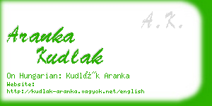 aranka kudlak business card